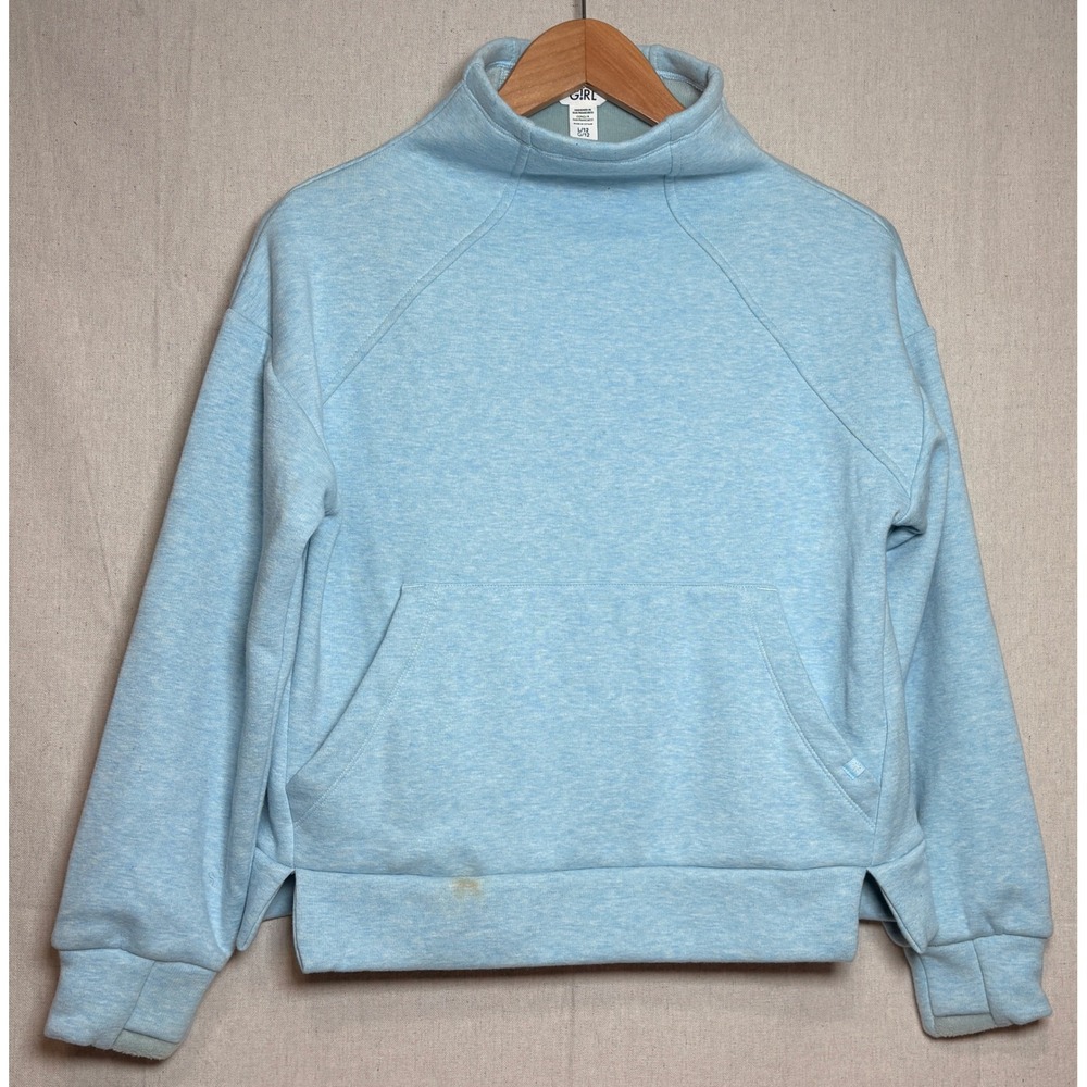 Athleta Girl High Neck Pullover Sweatshirt Blue Heather Kids Size L 12